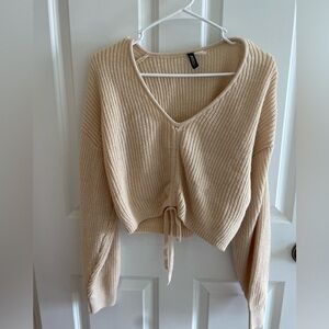 H&M Divided Cropped Beige Cinched Sweater
